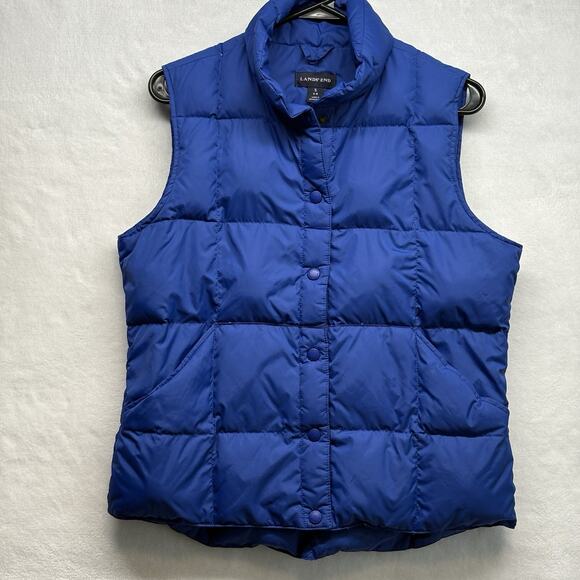 Lands End Quilted Snap Front Goose Down Puffer Vest Size S (2) Blue & Purple - Picture 2 of 14
